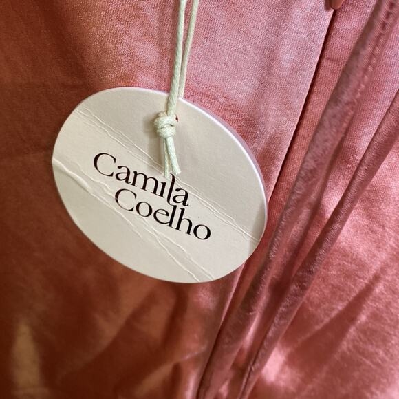 Revolve Camila Coelho Arnoldo Midi Dress Rose Halter Neck Sleeveless Size S NWT - Picture 6 of 10